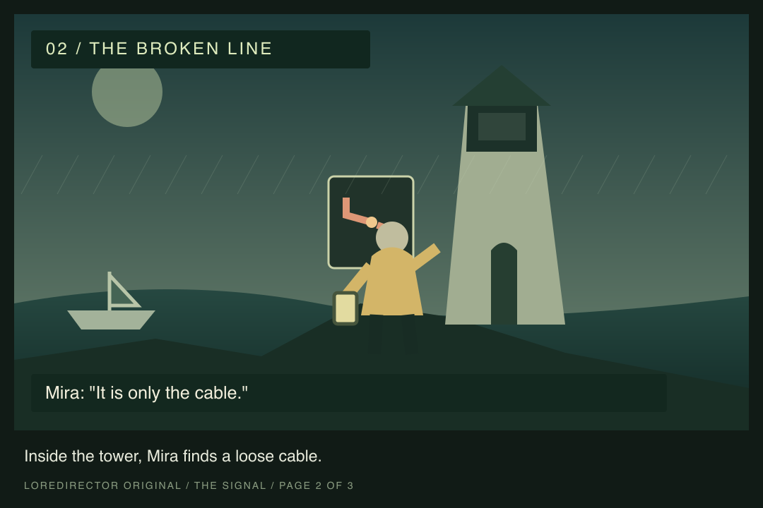 The broken line — Mira finds a loose cable